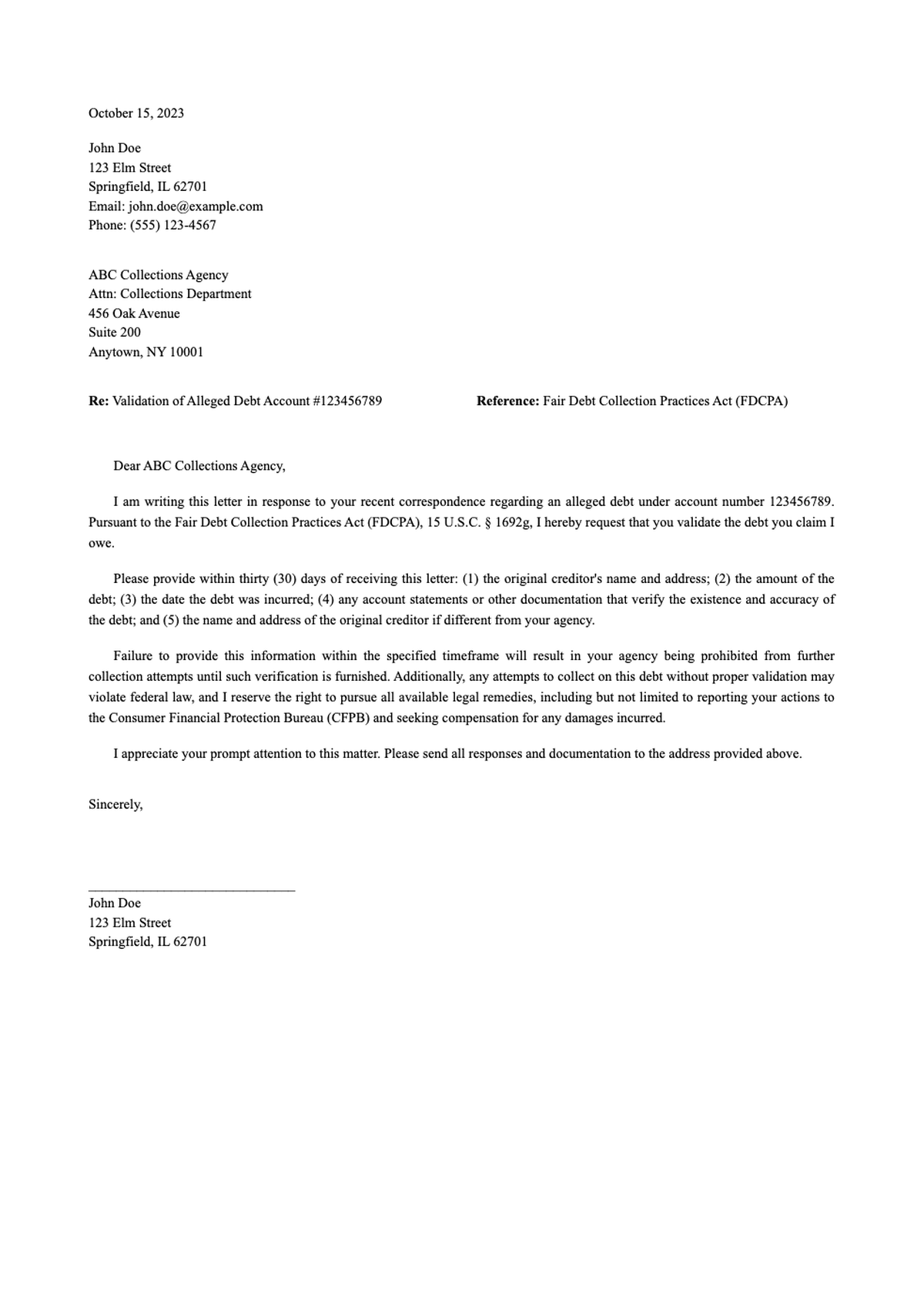 Debt validation request letter template with legal compliance warning_variant_1